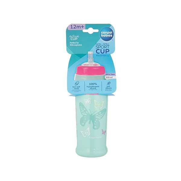 56/515_pin Non-spill sport cup - Butterfly - pink