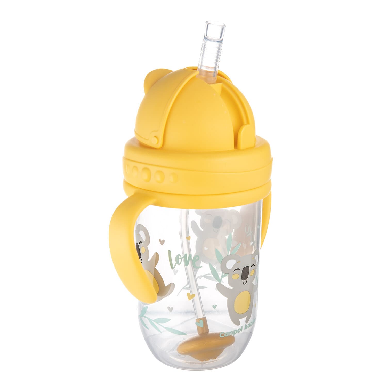 56/606_yel Canpol babies Non-spill Cup with Weighted Straw 270ml EXOTIC