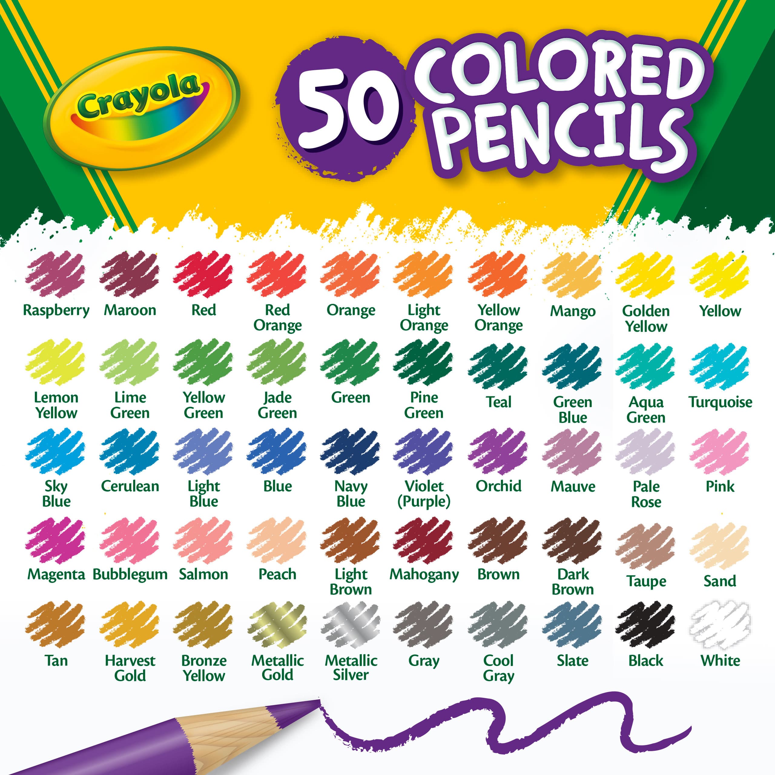 68-4050 50 COLOURED PENCILS
(50 DIFFERENT COLOURS !)