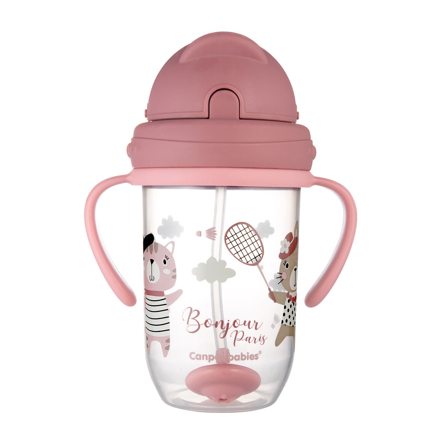 56/607_red Canpol babies Non-spill Cup with Weighted Straw 270ml BONJOUR PARIS