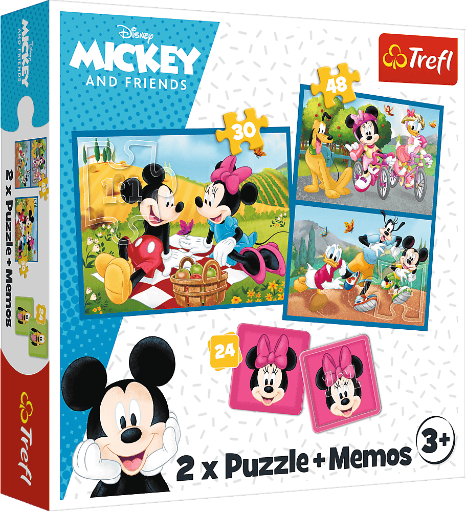 93344 Puzzles - "2in1 + memos" - Meet the Disney characters / Disney Standard Characters