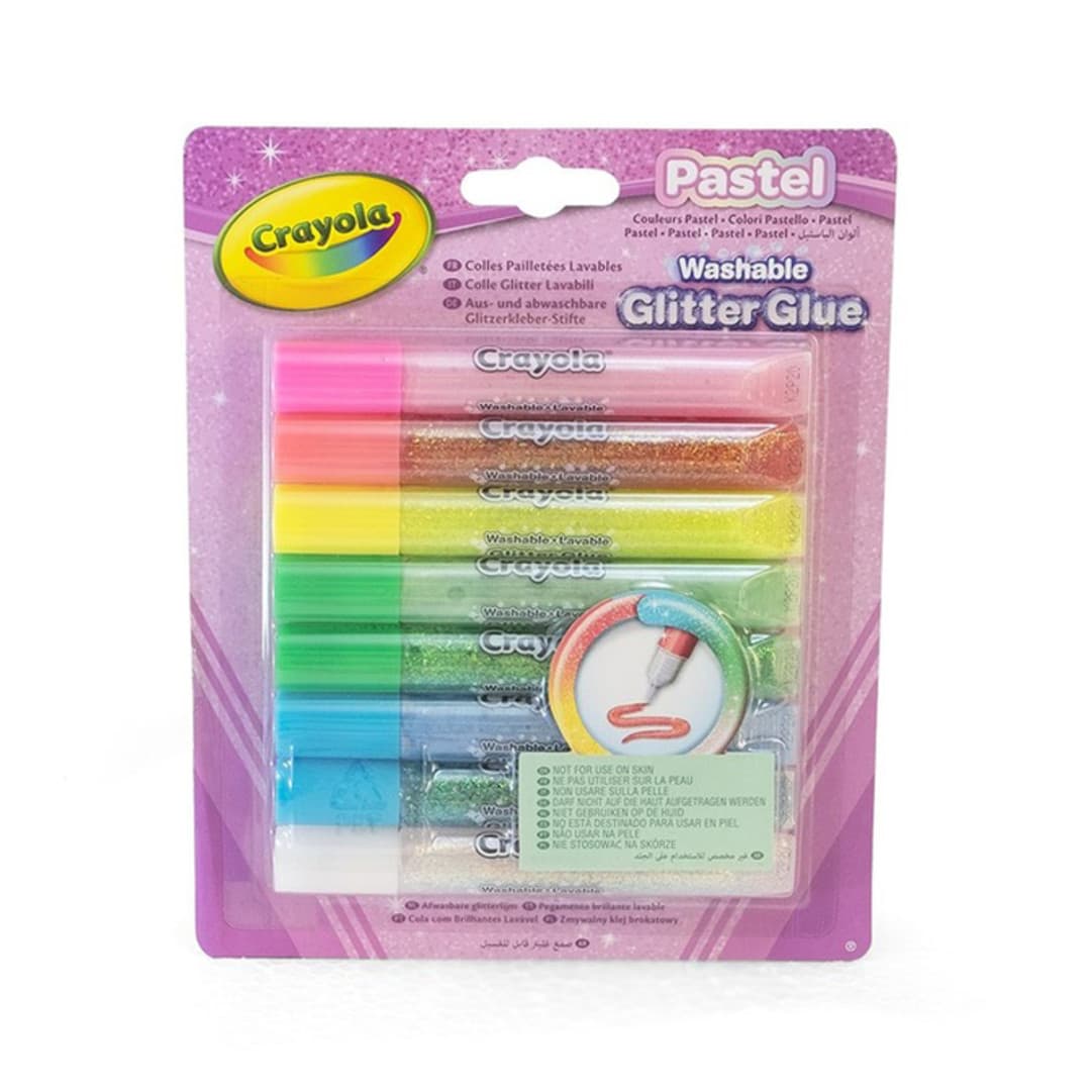 69-3524 8 WASHABLE GLITTER GLUES PASTEL COLORS
