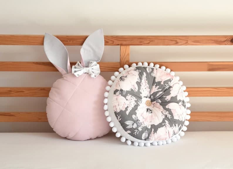 KID183 KIDZZ BABY PILLOW WITH EARS BUNNY FLOWERS