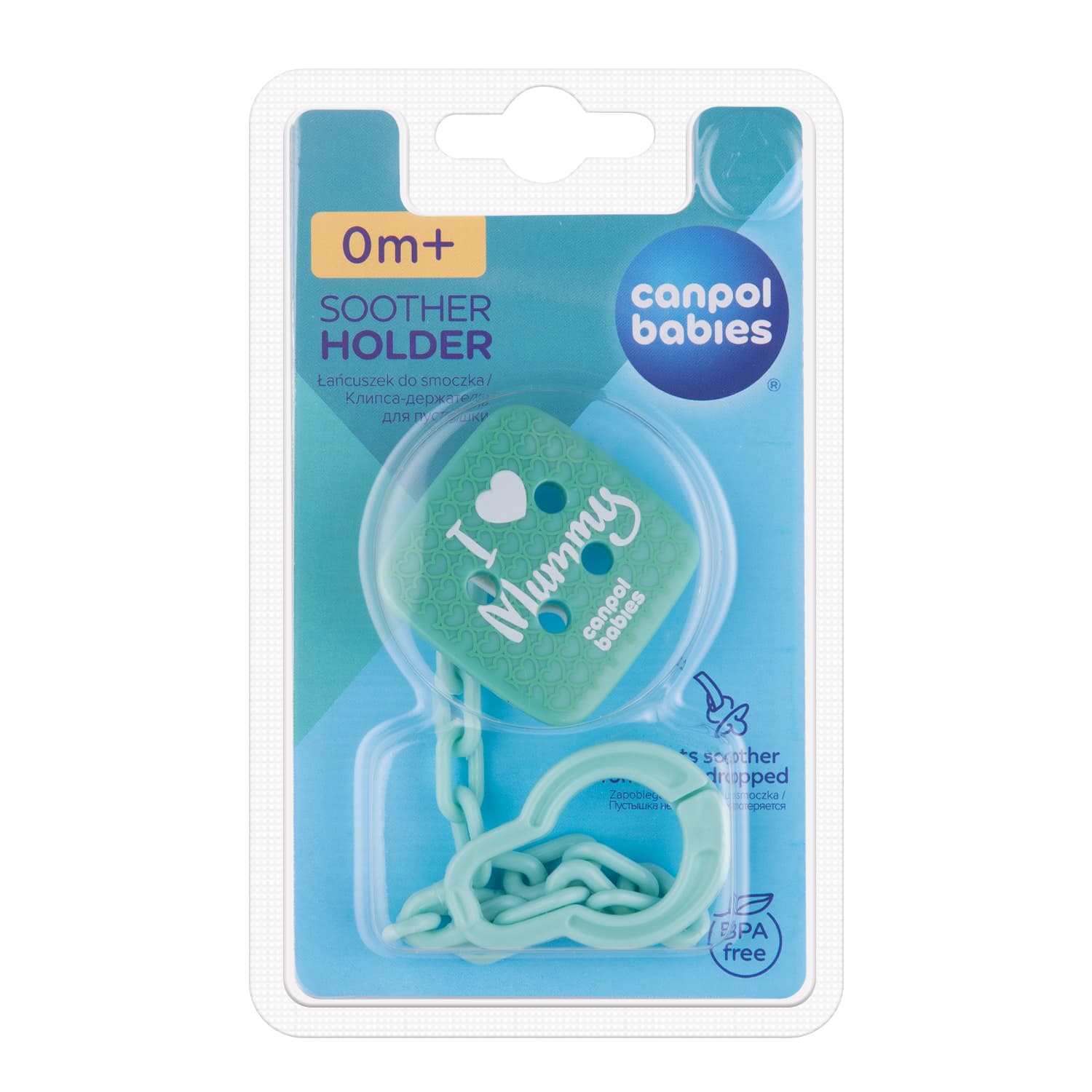 2/434_gre Canpol babies Soother Holder I Love Mummy green