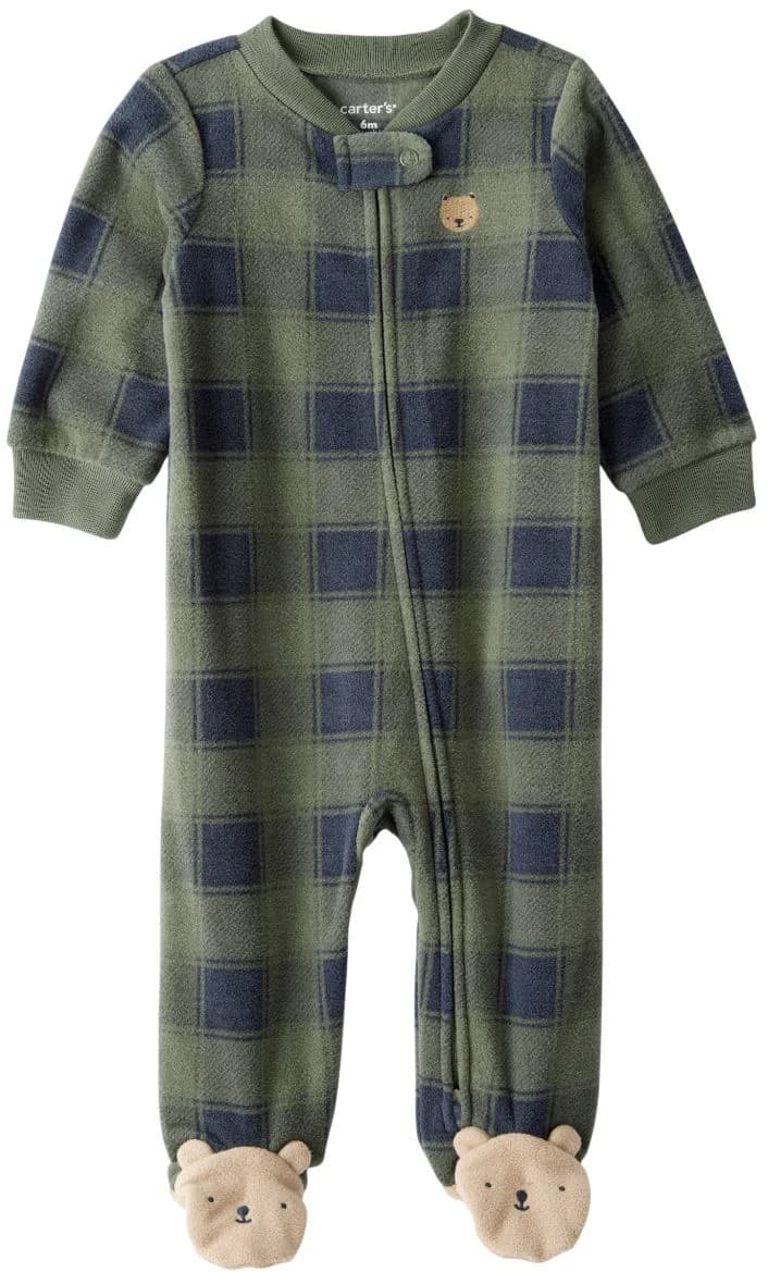 1R971110 W24 I B Microfleece SNP Green Paw Print NB