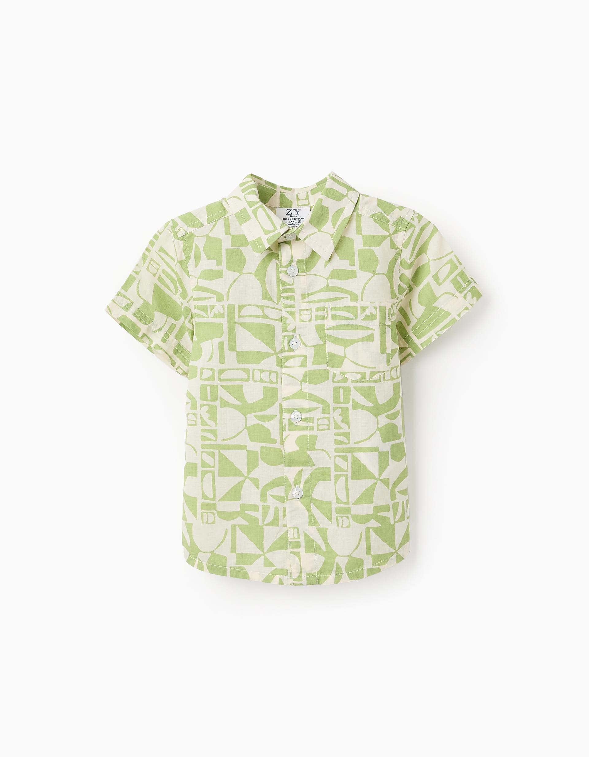 31070497026011 - SS SHIRT AOP COTTON, LIGHT GREEN, 18/24M