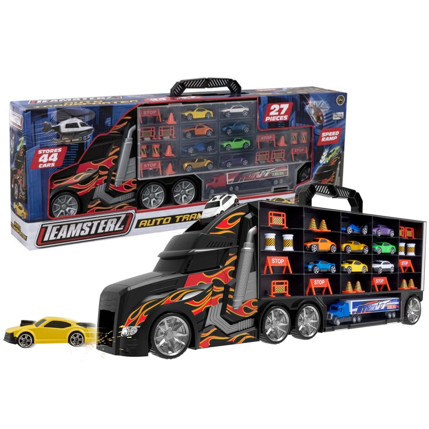 HL1417265 TEAMSTERZ METRO CITY LARGE AUTO TRANSPORTER + 8 CARS