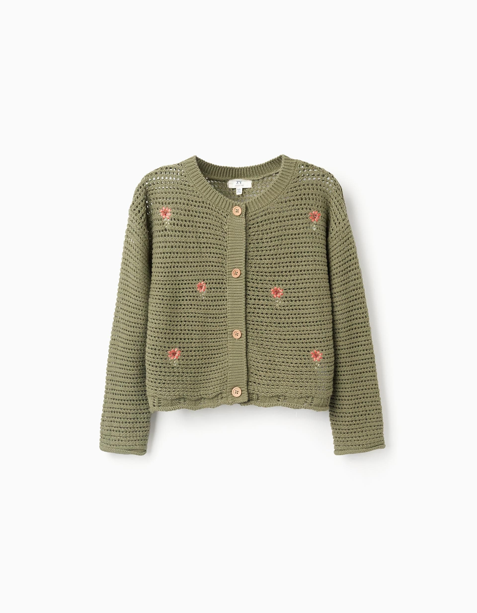 31077120009023 - CARDIGAN COTTON KNIT, DARK GREEN, 5/6