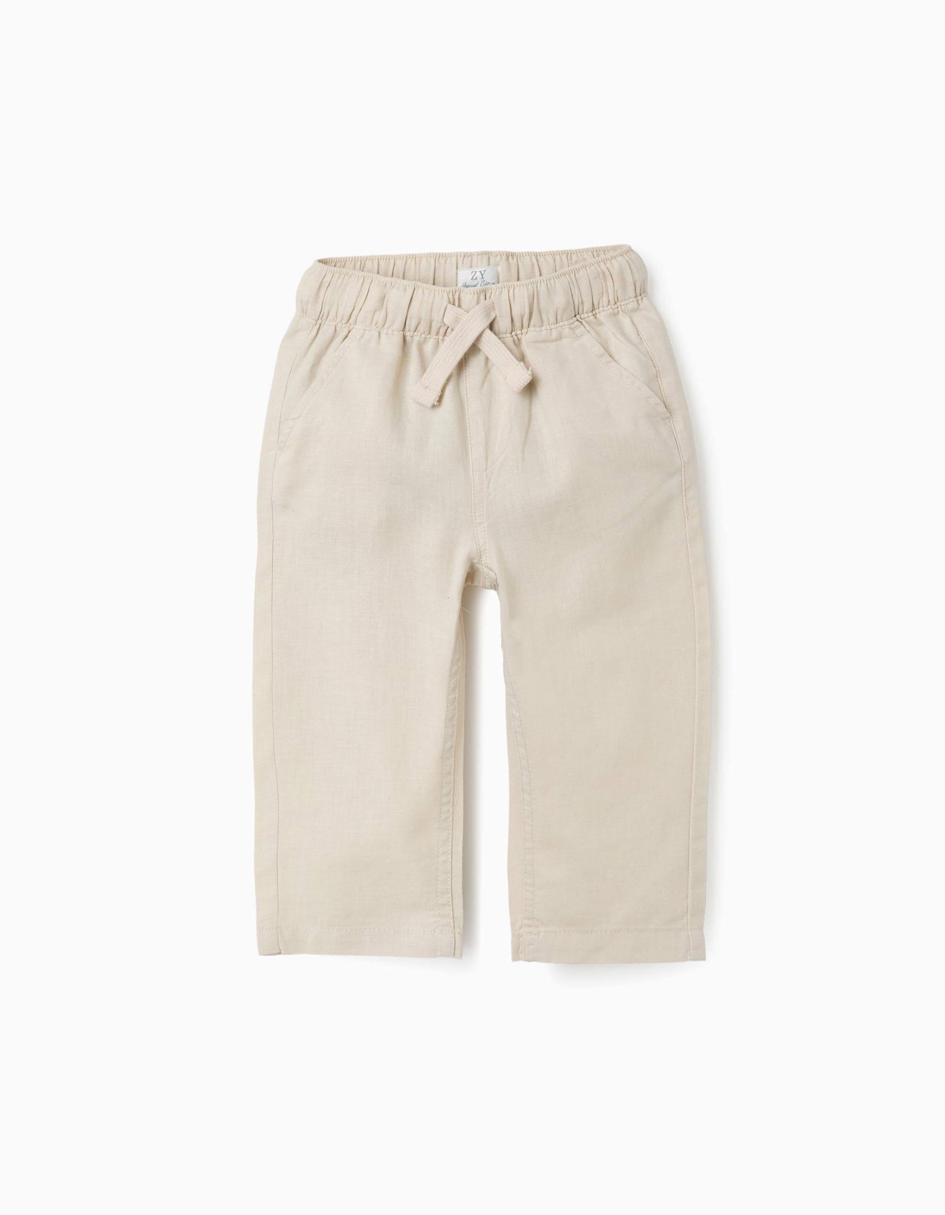 31078370021011 - PANTS LINEN, LIGHT BEIGE, 18/24M