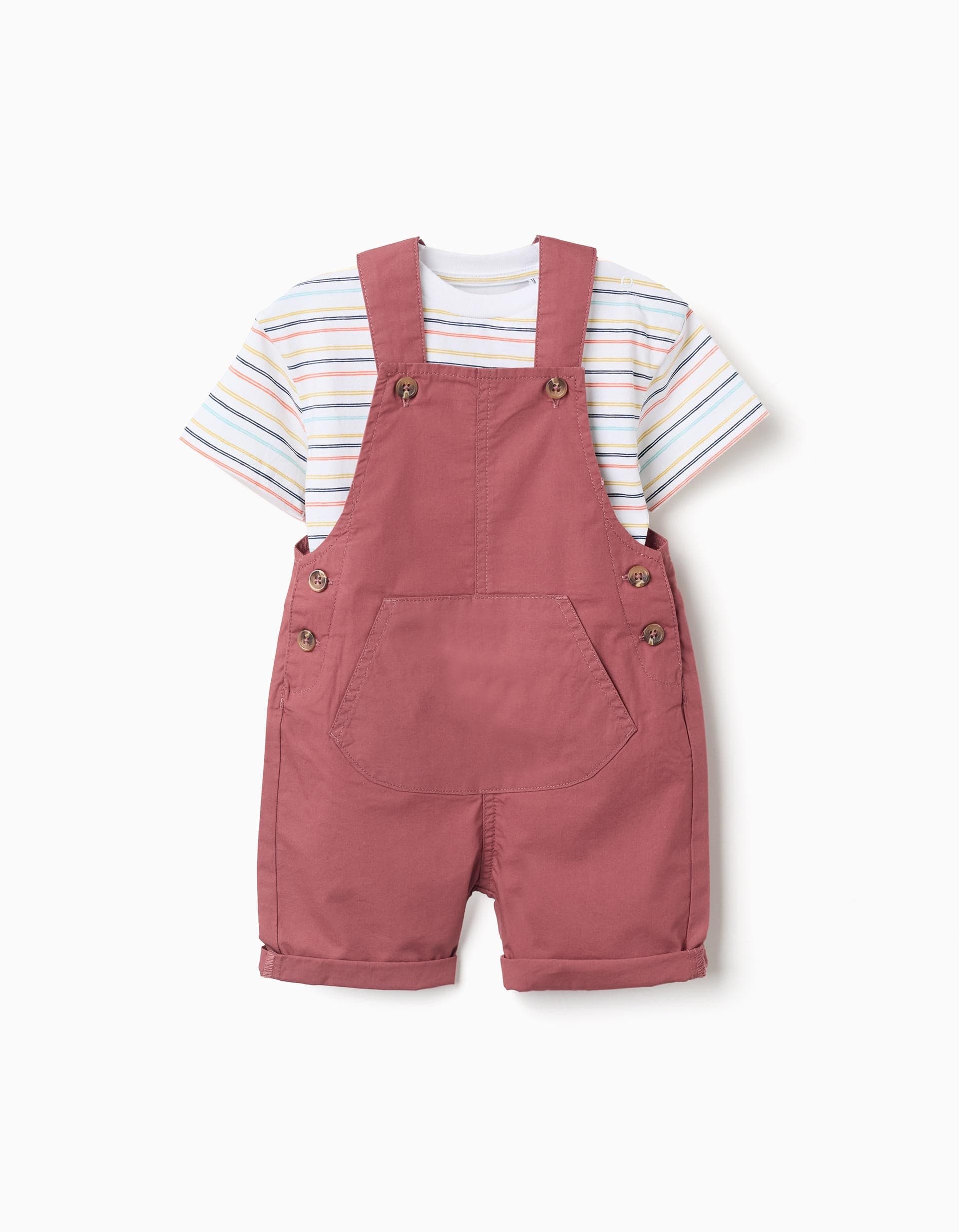 31078158004006 - SET SSTSHIRT OVERALL, BROWN, 6/9M
