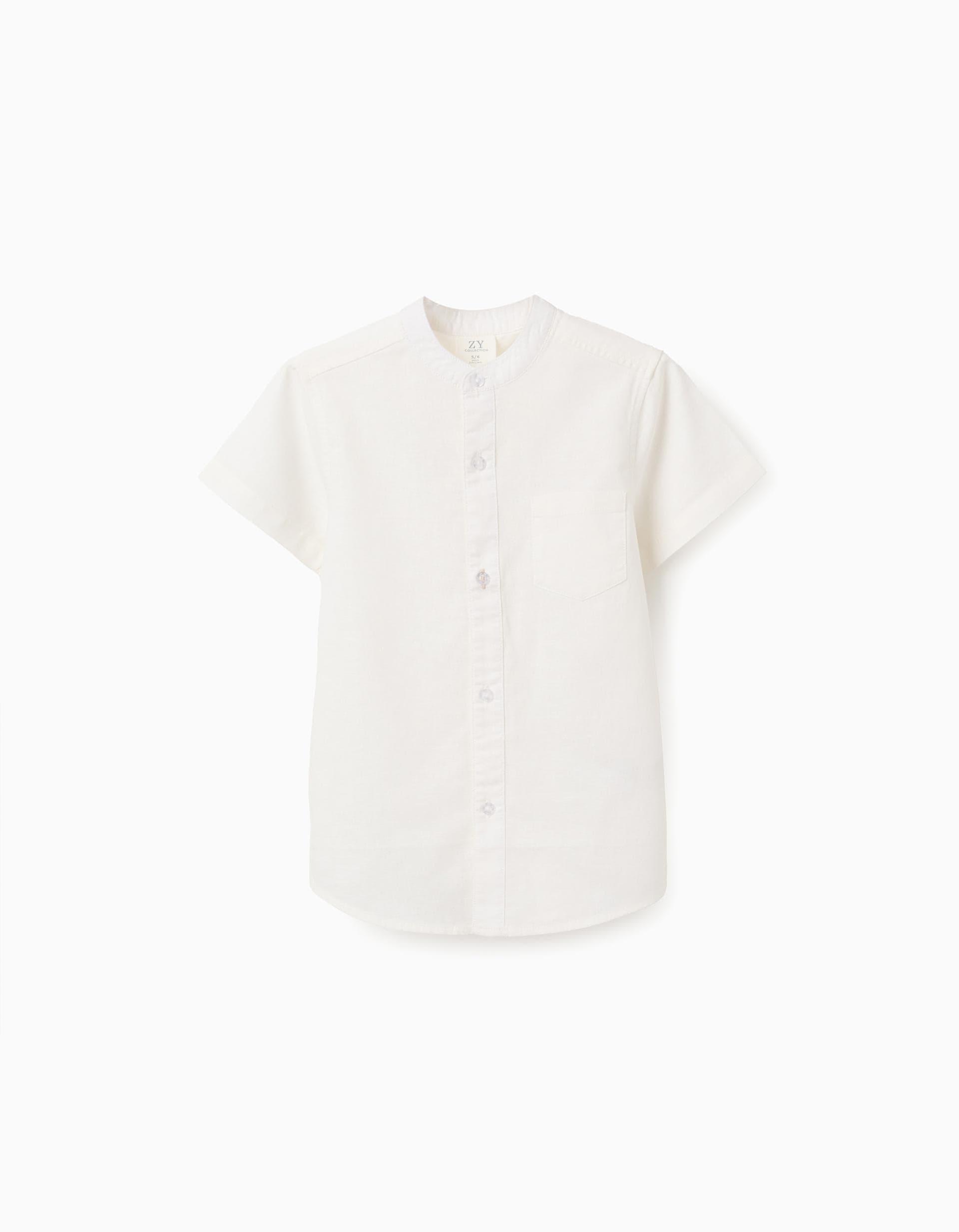 31078380041019 - SS SHIRT LINEN, WHITE, 3/4
