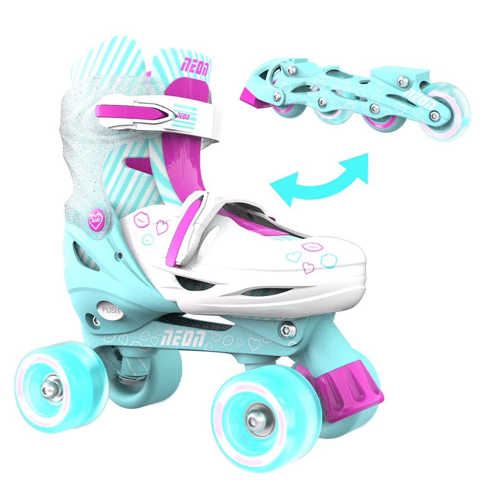 NT10T4 NEON 2IN1 COMBO SKATES ( 34-37) TEAL PINK