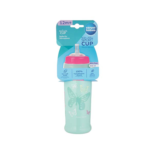 56/515_pin Non-spill sport cup - Butterfly - pink 1