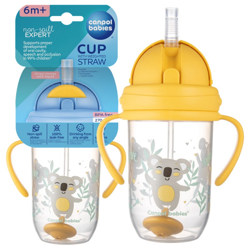 56/606_yel Canpol babies Non-spill Cup with Weighted Straw 270ml EXOTIC 4