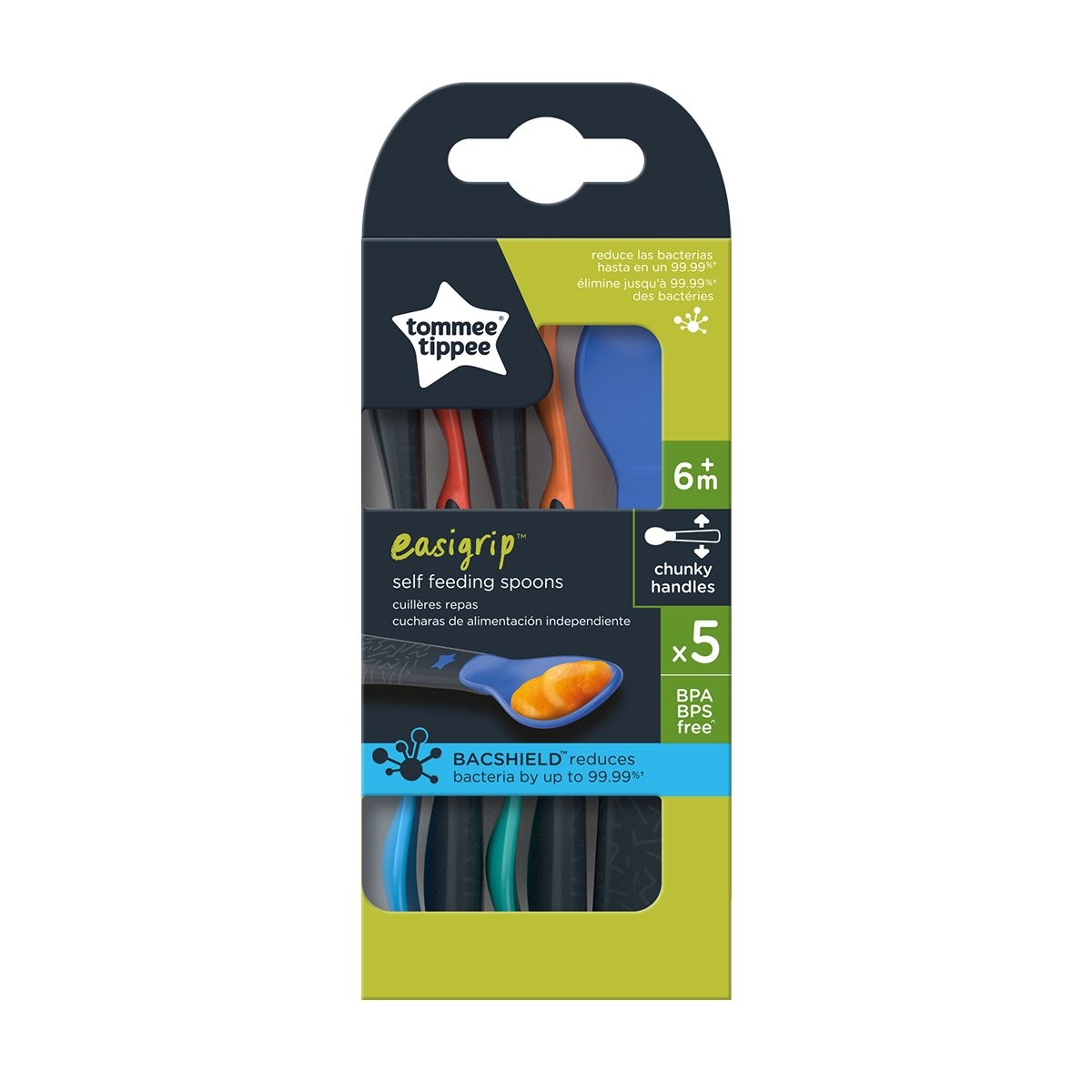 TT 5X EASIGRIP FEEDING SPOON AL/IL (Luge plastike te buta per bebe) 2