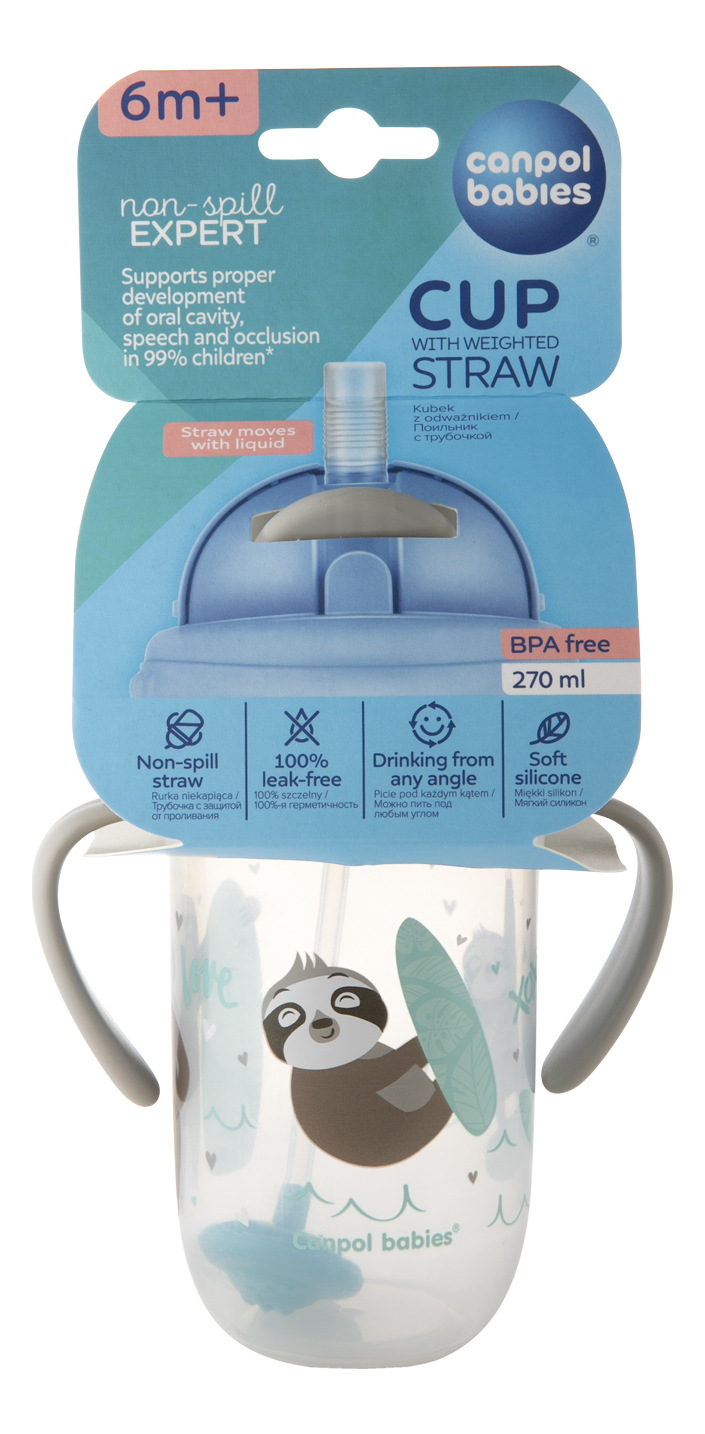 56/606_grey Canpol babies Non-spill Cup with Weighted Straw 270ml EXOTIC 3