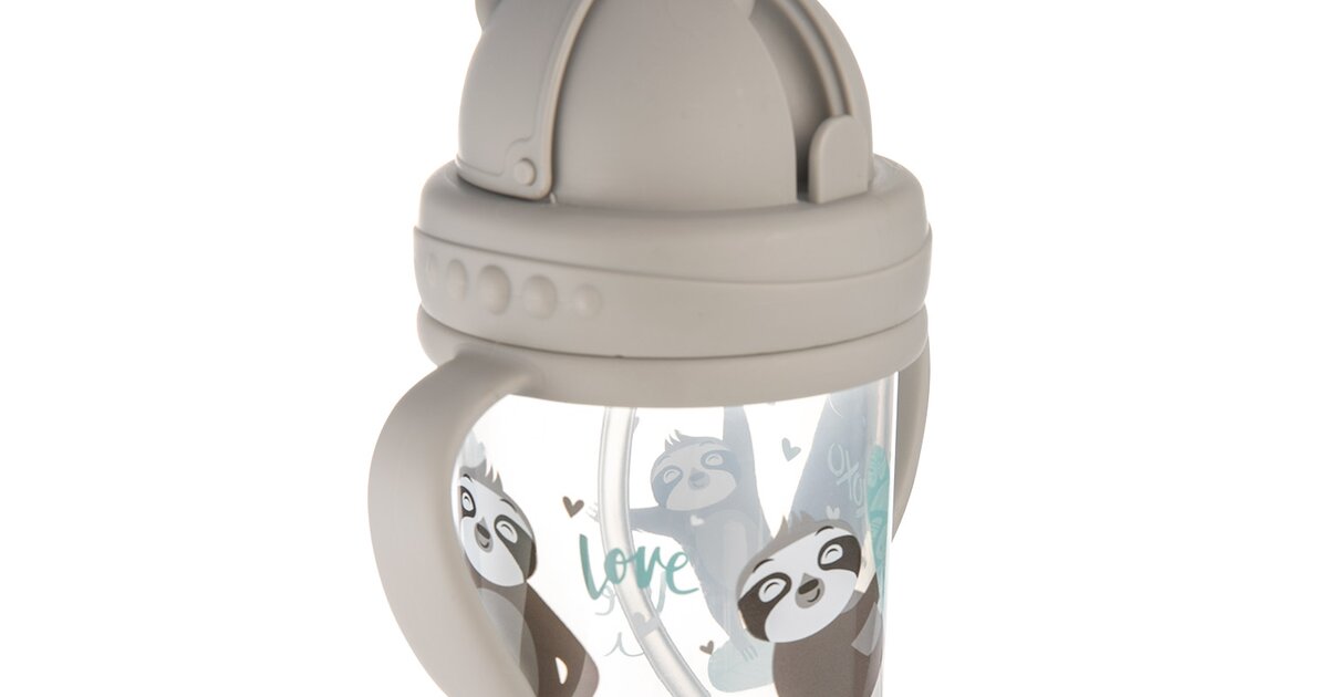 56/606_grey Canpol babies Non-spill Cup with Weighted Straw 270ml EXOTIC 1