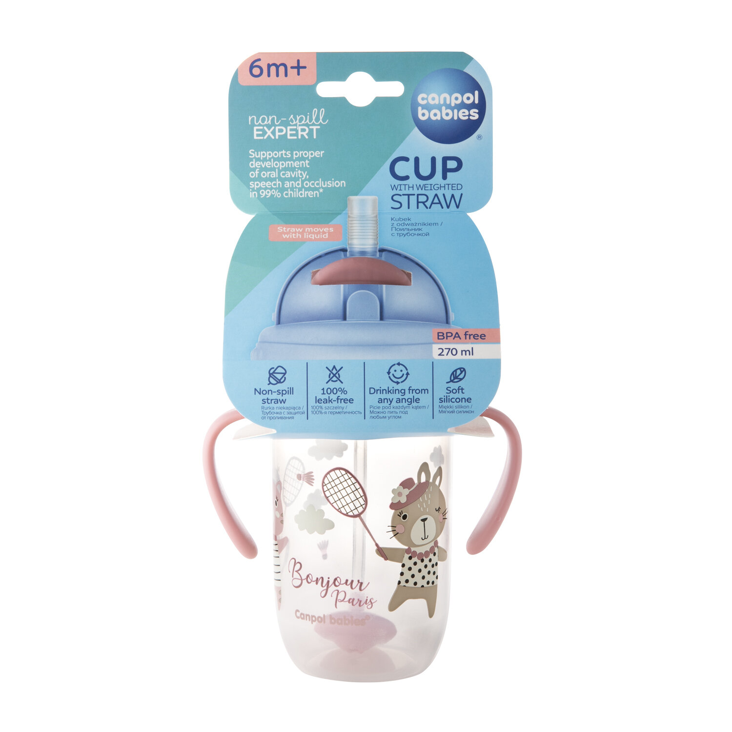 56/607_red Canpol babies Non-spill Cup with Weighted Straw 270ml BONJOUR PARIS 2