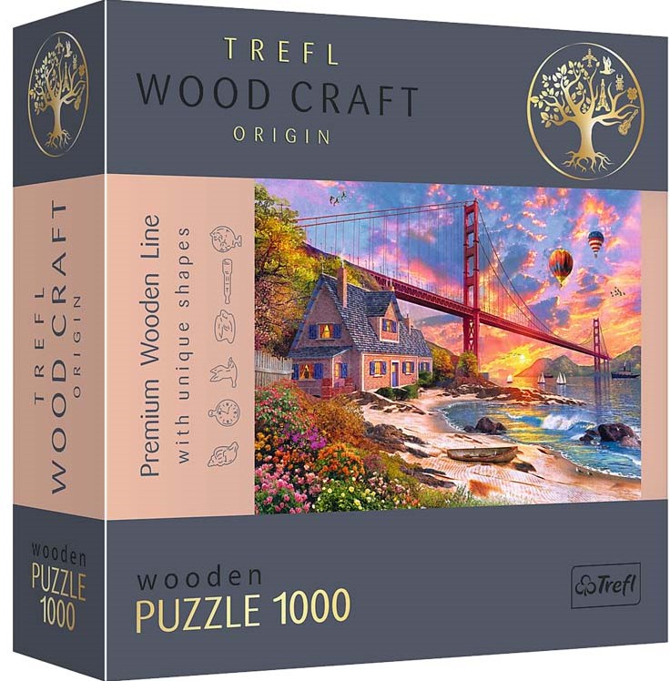 20164 Puzzles - "1000 Wooden Puzzles" - Sunset at Golden Gate A11 1