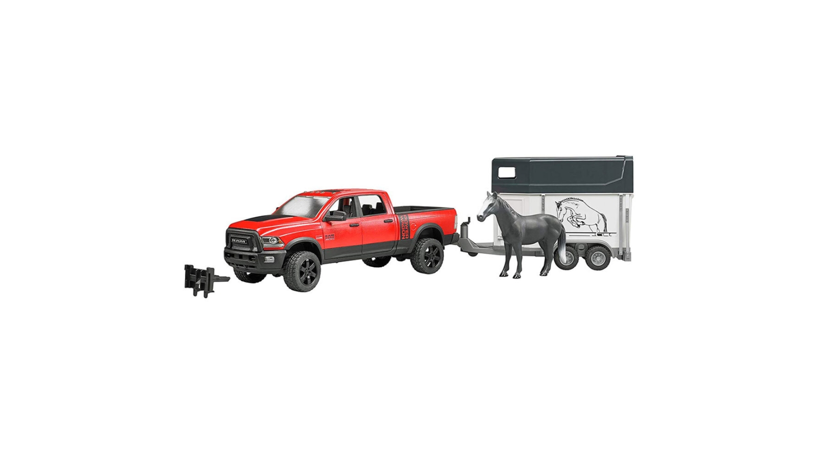 2501 BRUDER RAM 2500 POWER WAGON WITH HORSE TRAILER AND 1 HORSE E18 2