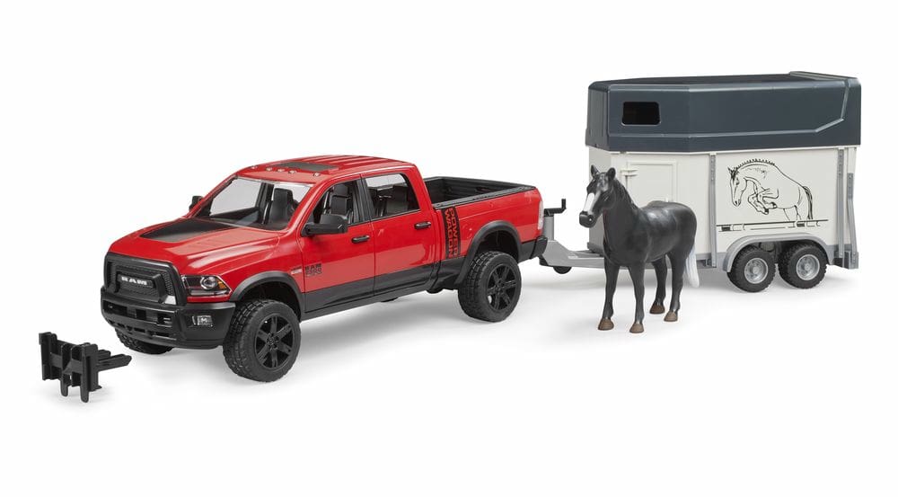 2501 BRUDER RAM 2500 POWER WAGON WITH HORSE TRAILER AND 1 HORSE E18 1