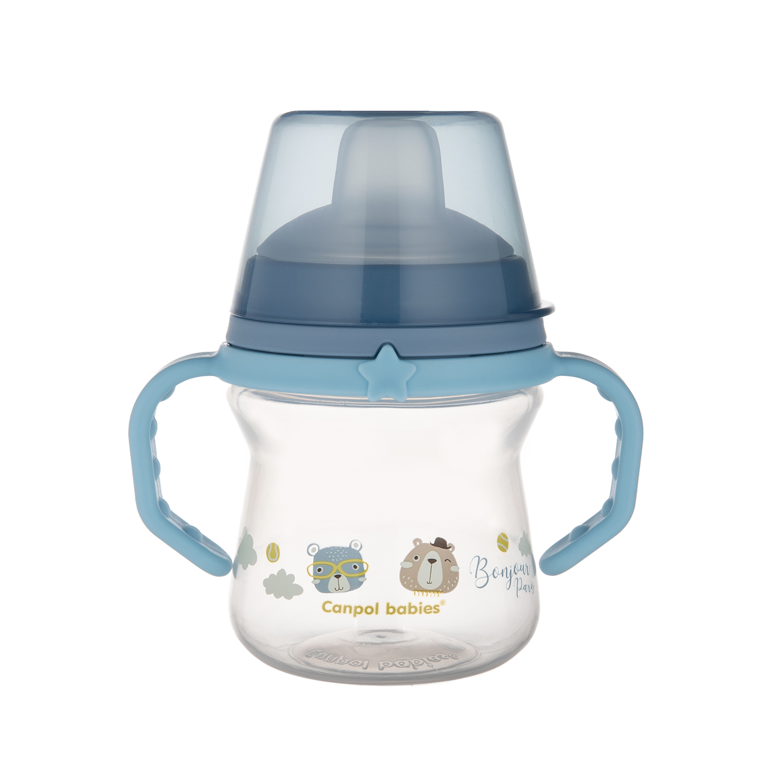 56/612_blu Canpol babies Cup with Silicone Spout FirstCup 150ml BONJOUR PARIS blue 4