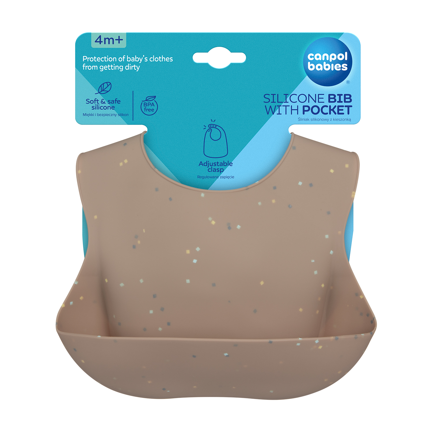 51/029_yel Canpol babies Silicone Bib with a Pocket DOTS 1