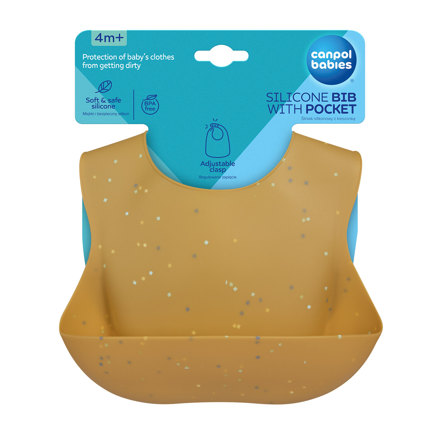 51/029_bei Canpol babies Silicone Bib with a Pocket DOTS 1