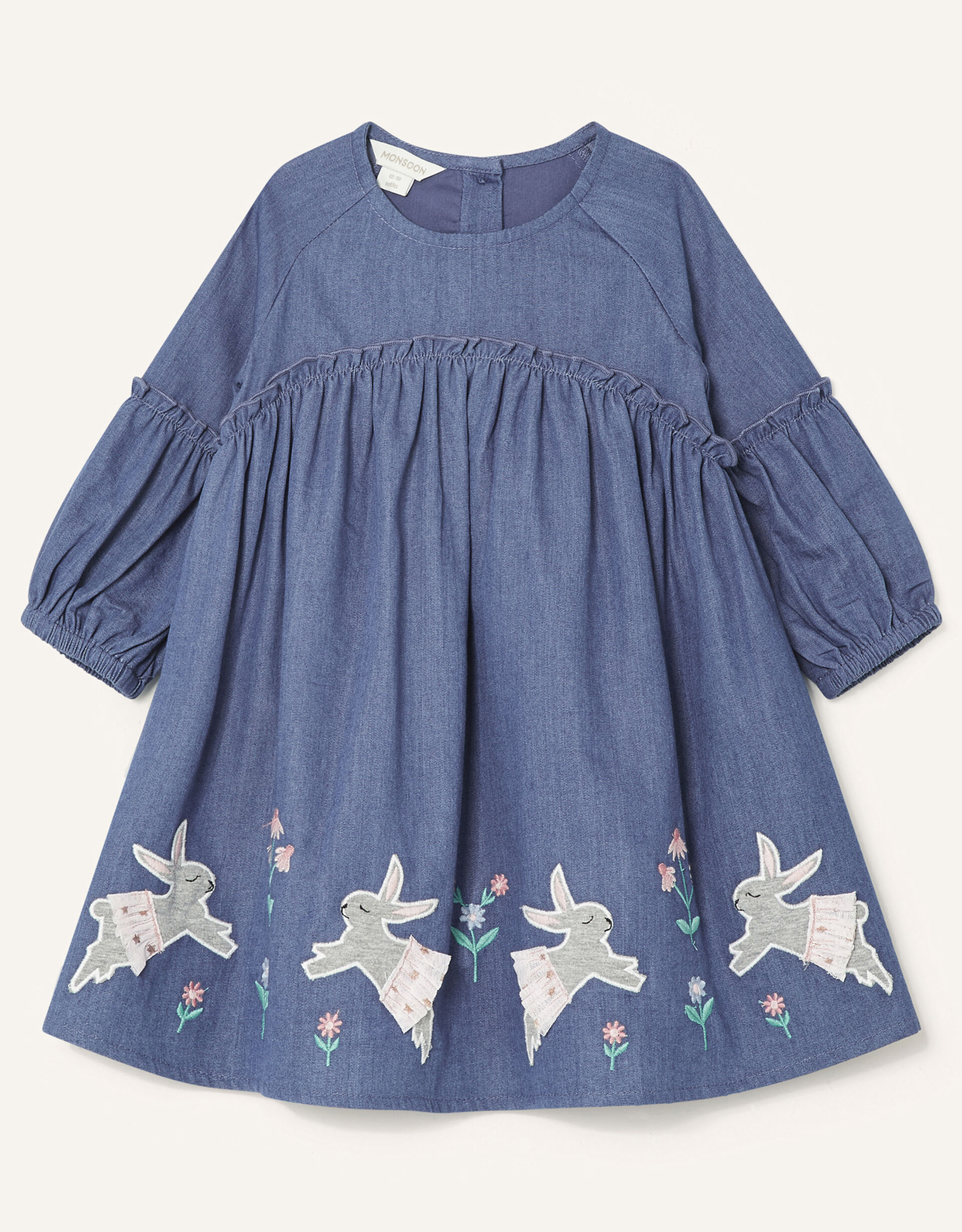 31065879003009 LS DRESS DENIM, BLUE, 12/18M BABY GIRL 1