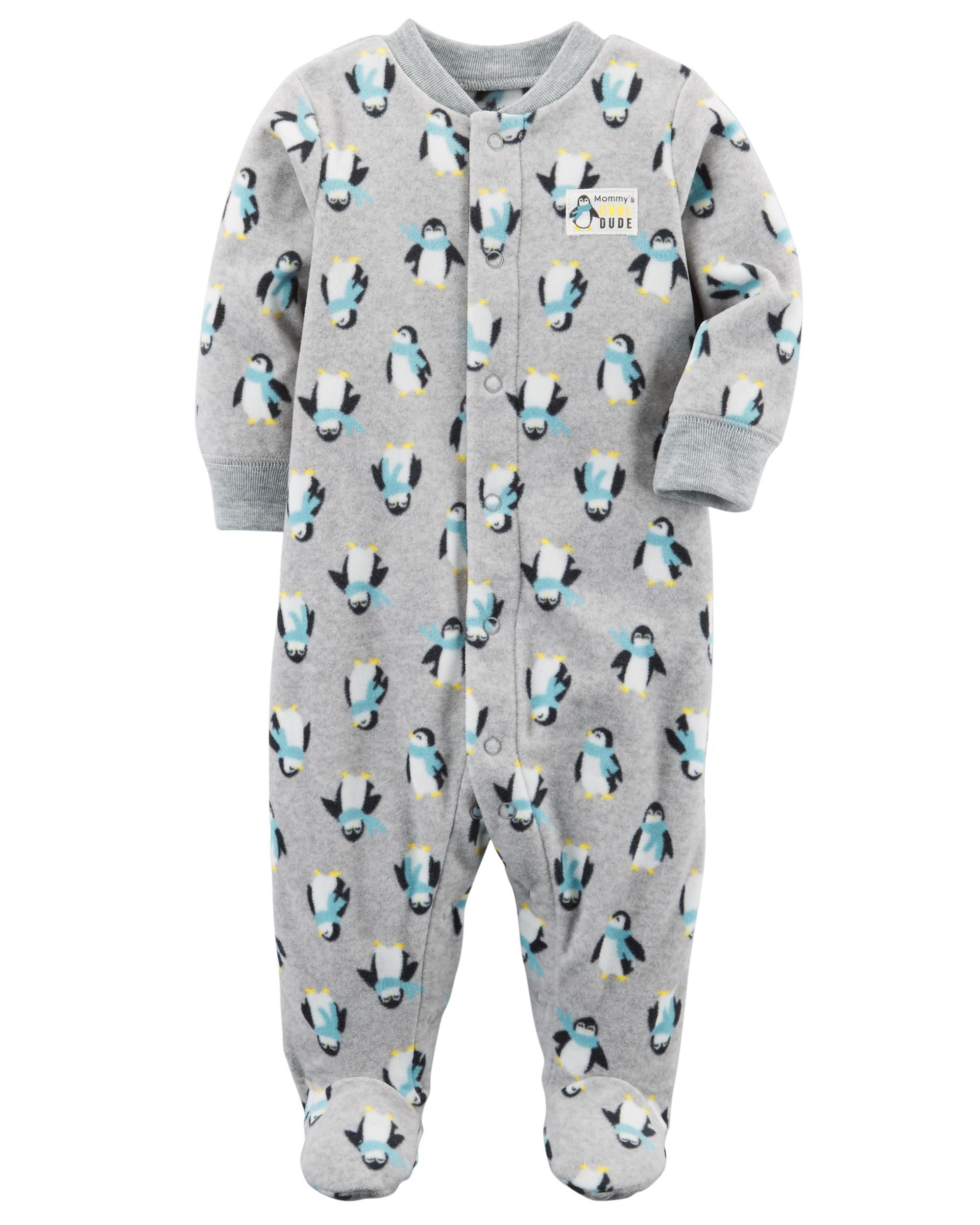 1R599310 F24 I B Microfleece SNP Blue Penguin Print NB 1