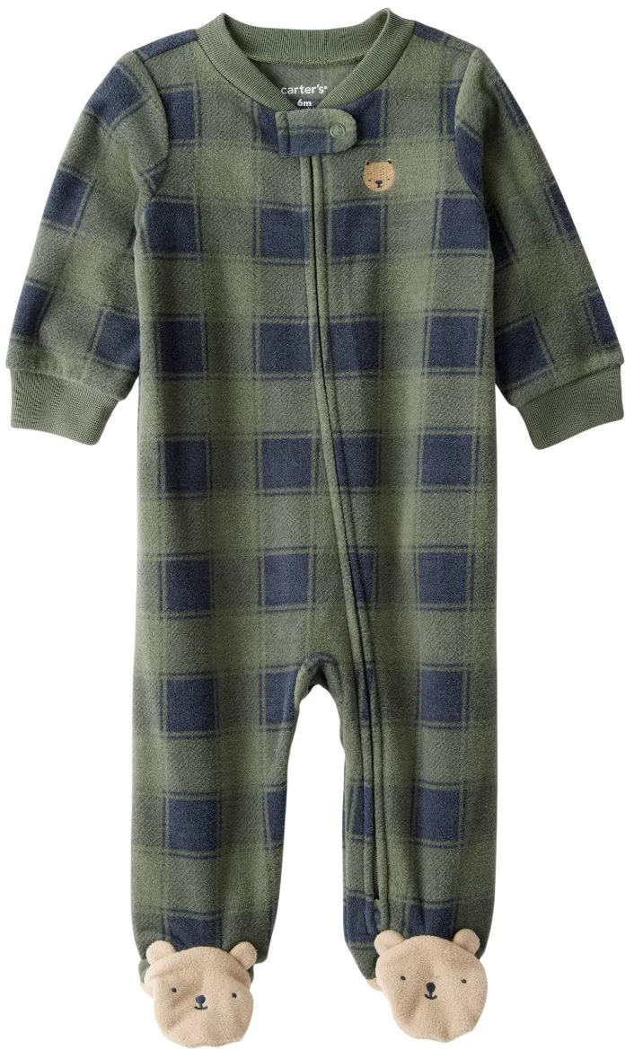 1R971110 W24 I B Microfleece SNP Green Paw Print NB 1