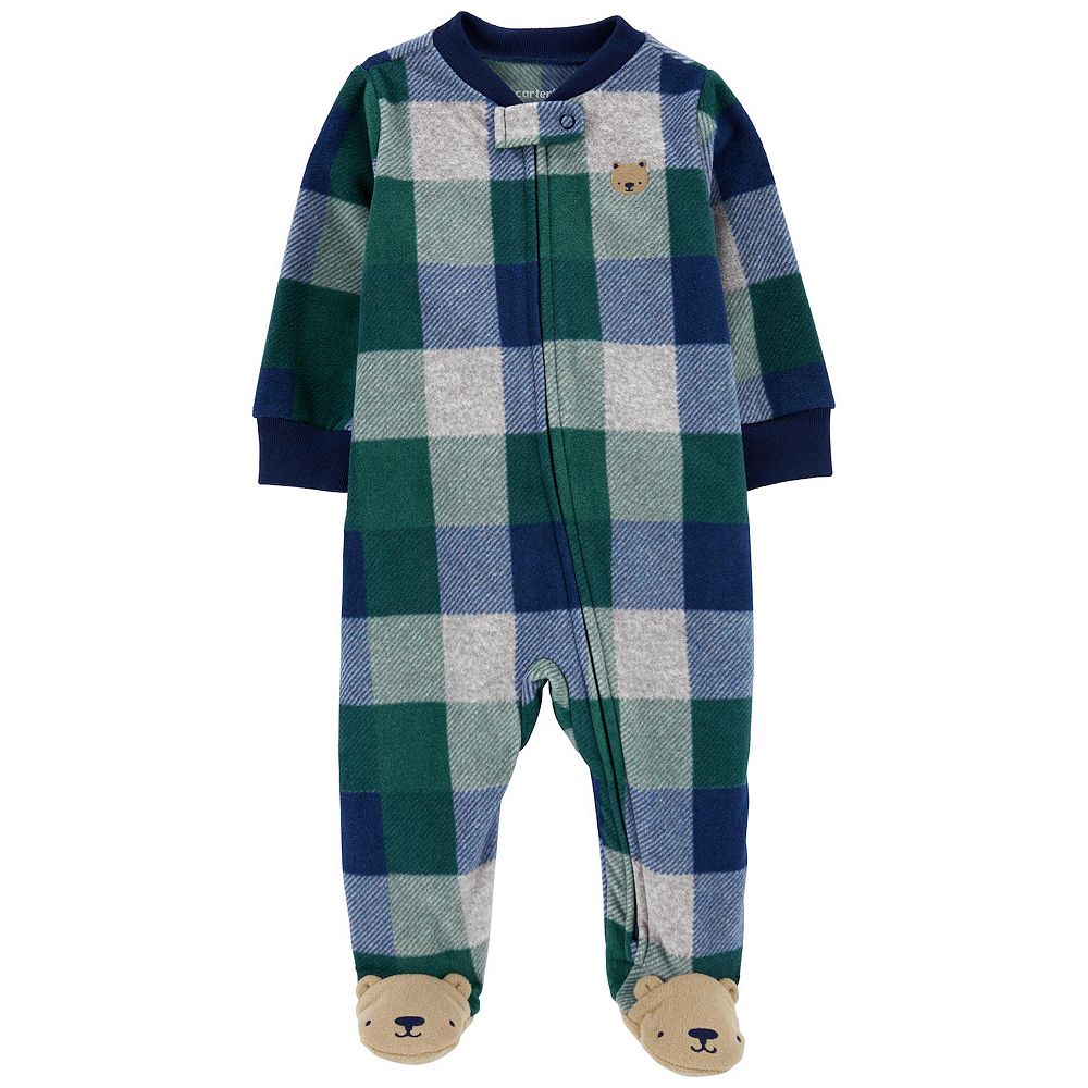 1R598710 F24 I B Microfleece SNP Plaid W- Bear Face NB 1