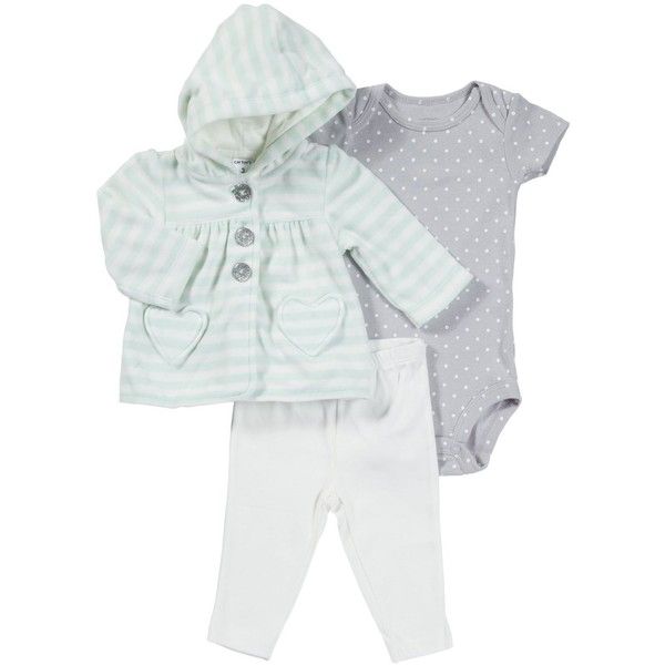 1R557010 F24 I B 3PC Cardi Set Green Quilted 24M 1
