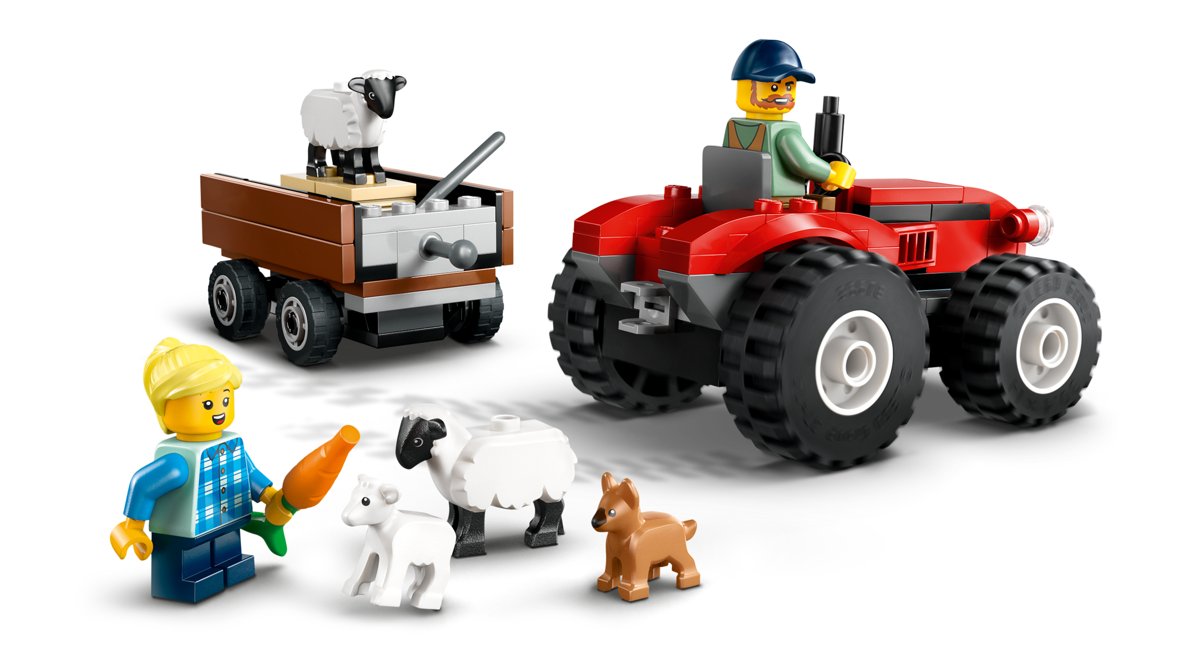 60461 Red Farm Tractor with Traile.. V29 3