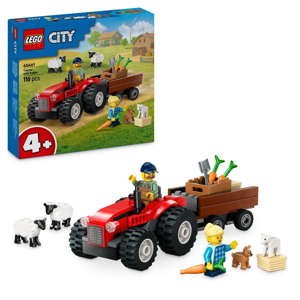 60461 Red Farm Tractor with Traile.. V29 1