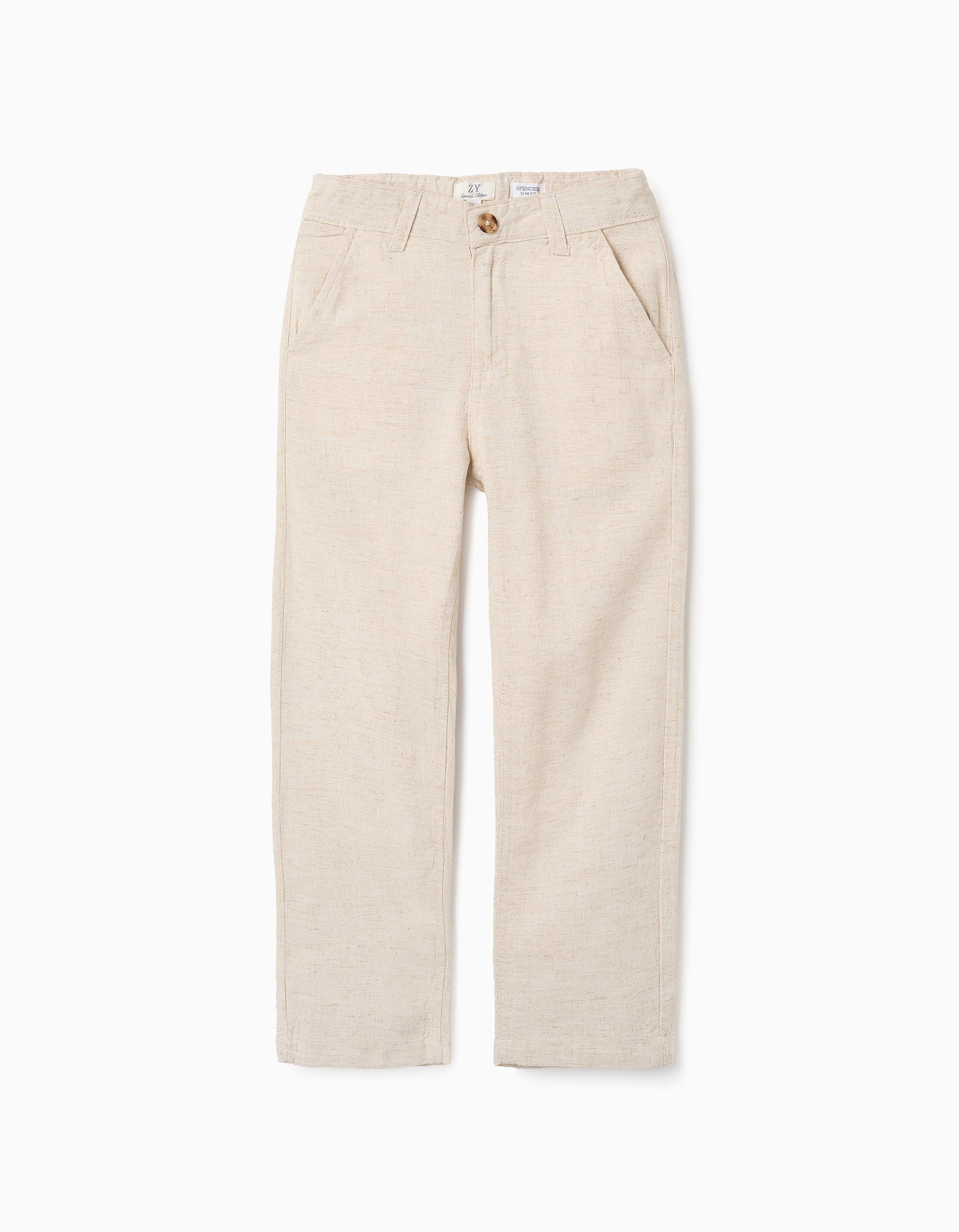 31071830001037 - CHINO PANTS LINEN, BEIGE, 11/12 1