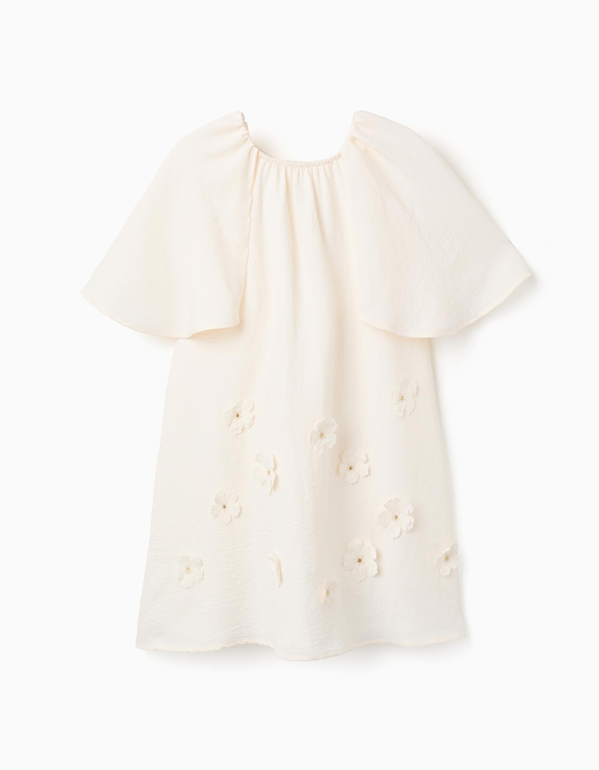 31077062021023 - SS DRESS 3D FLOWER, LIGHT BEIGE, 5/6 1