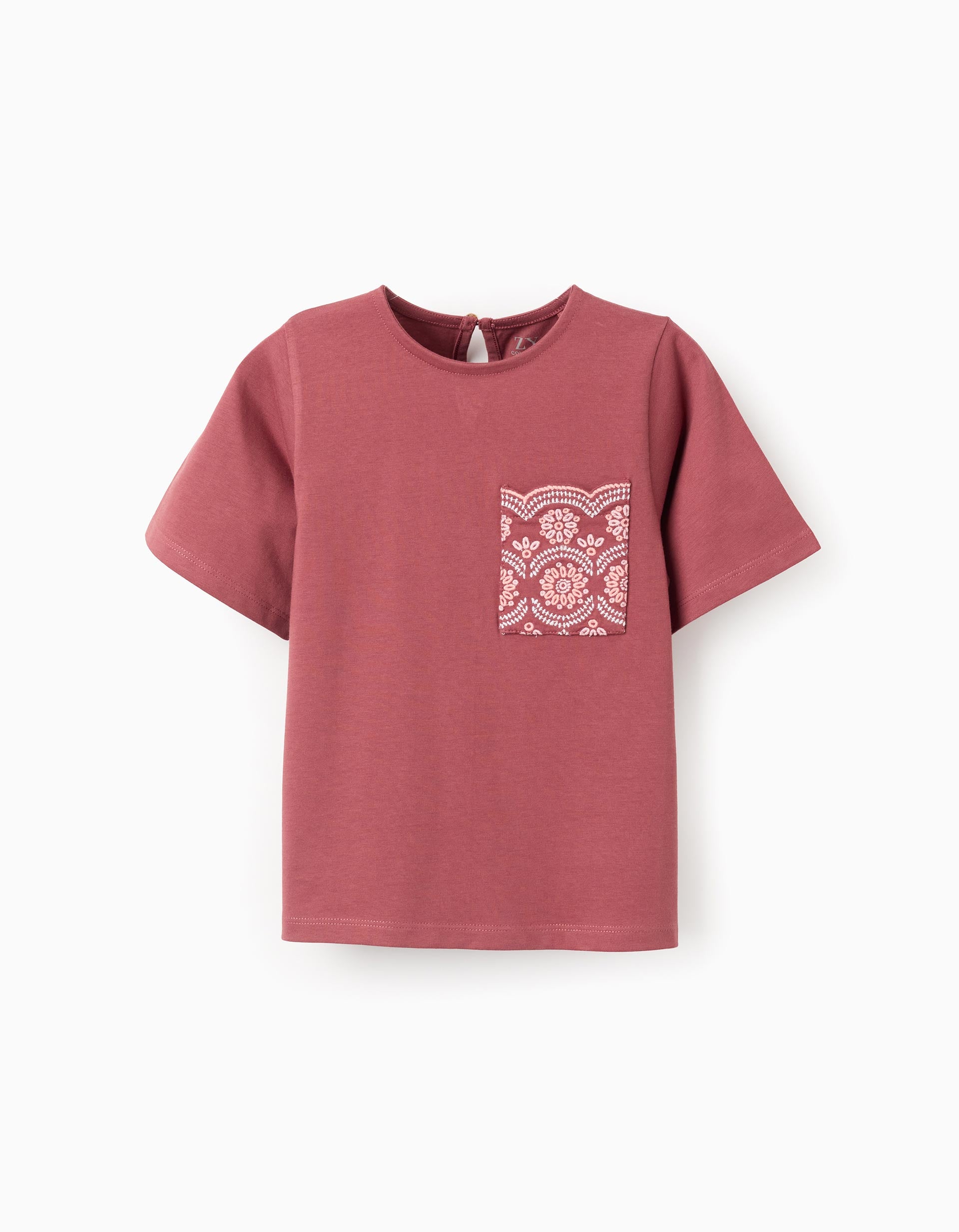 31077766004019 - SS TSHIRT EMBROIDERY, BROWN, 3/4 1