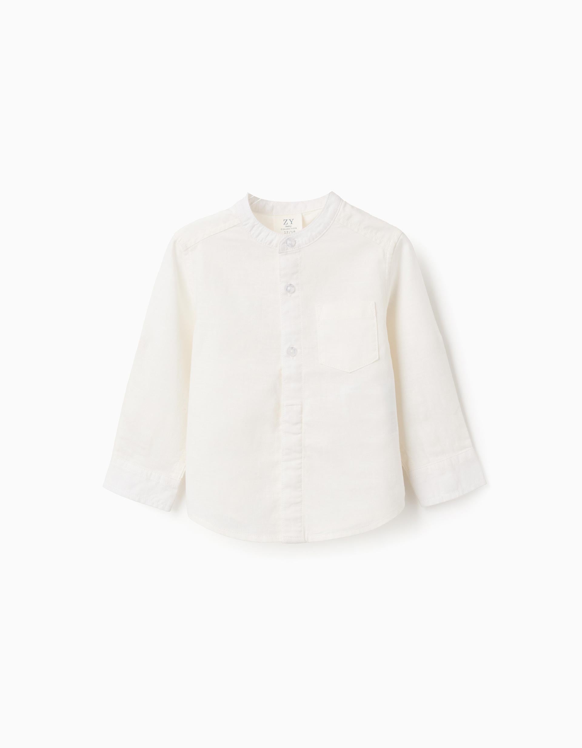 31076977041008 - LS SHIRT LINEN MAO, WHITE, 9/12M 1